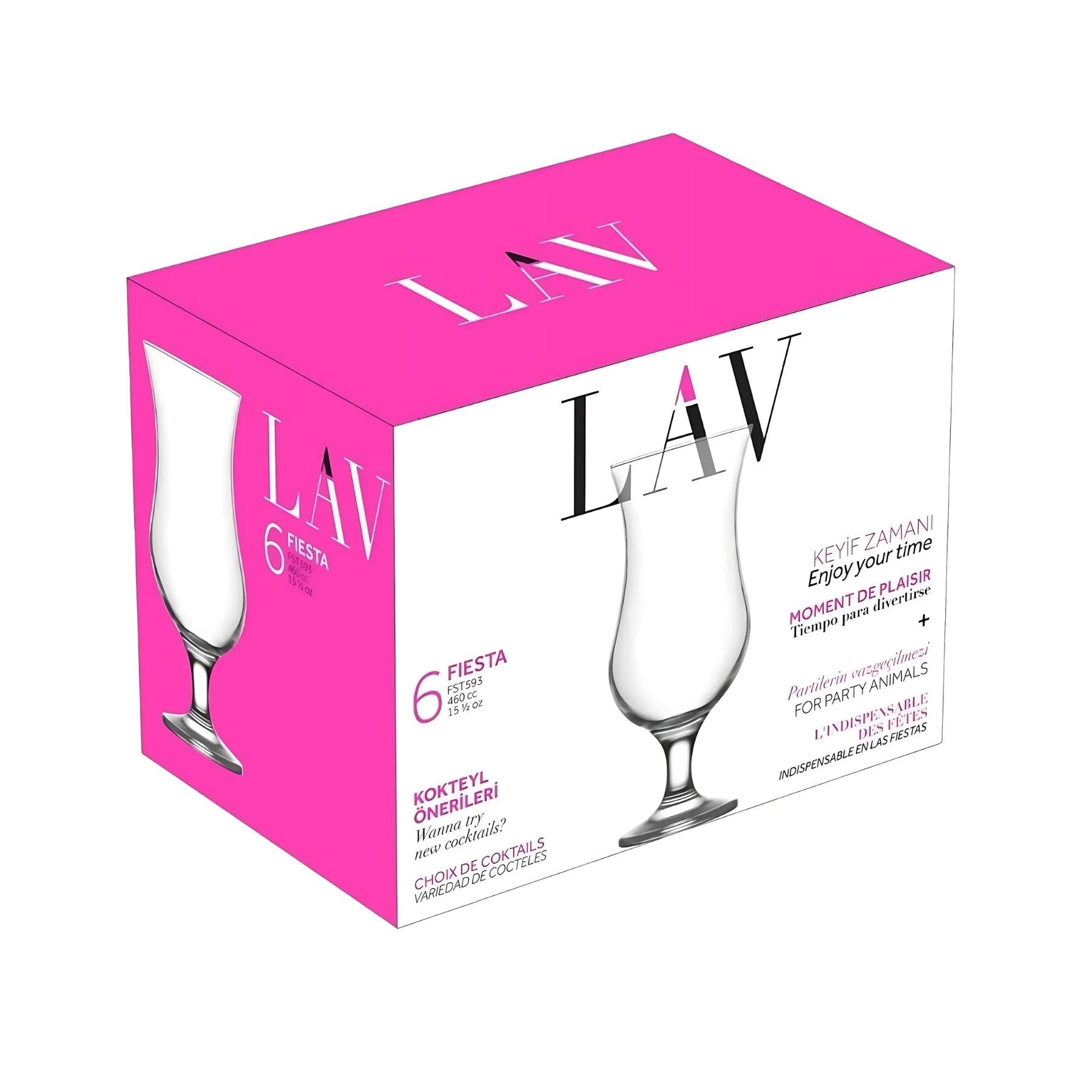 Hurricane Cocktail Glasses 15.5 oz - LAV FIESTA - Set of 6