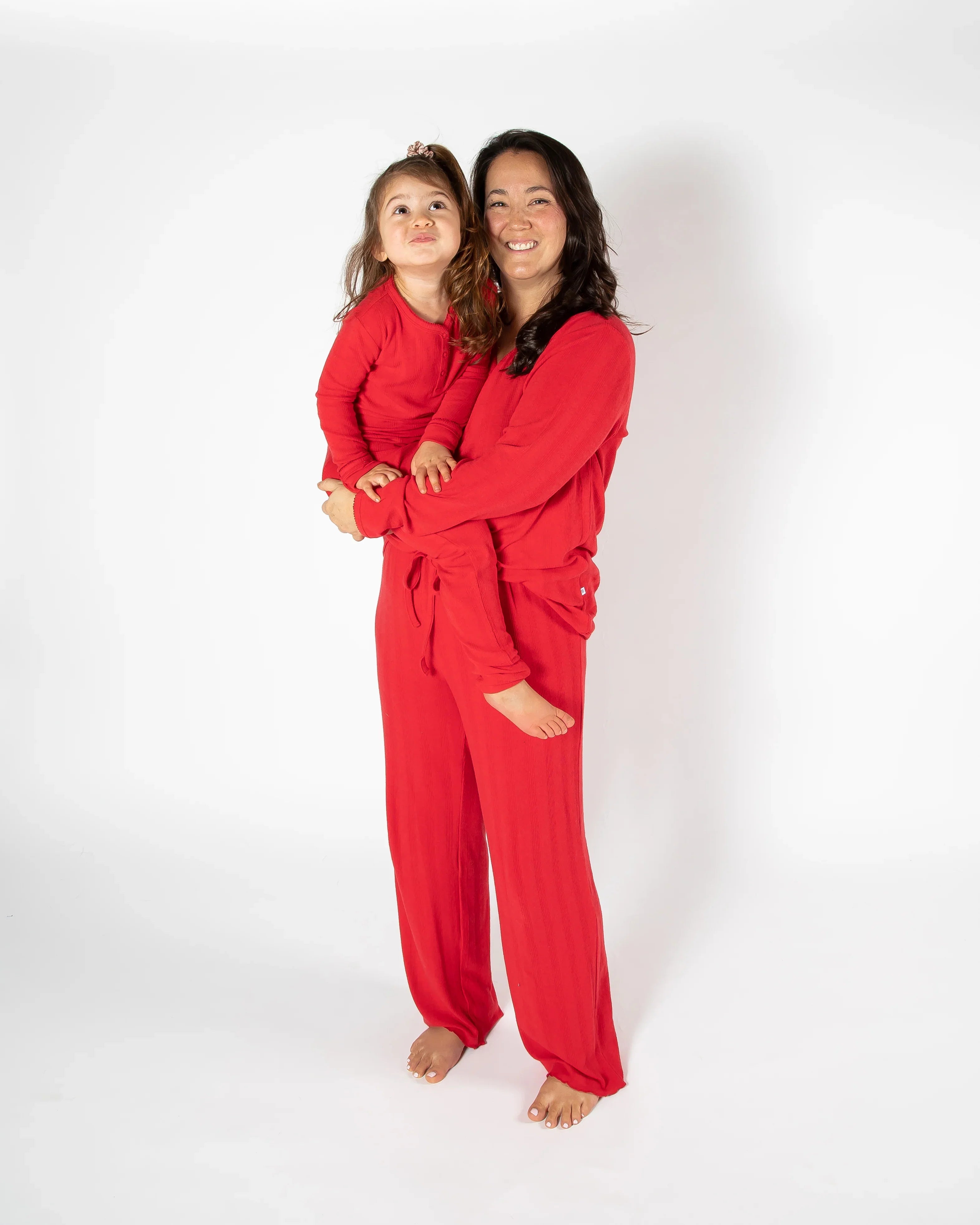 Red Two Piece Long Pajama Set