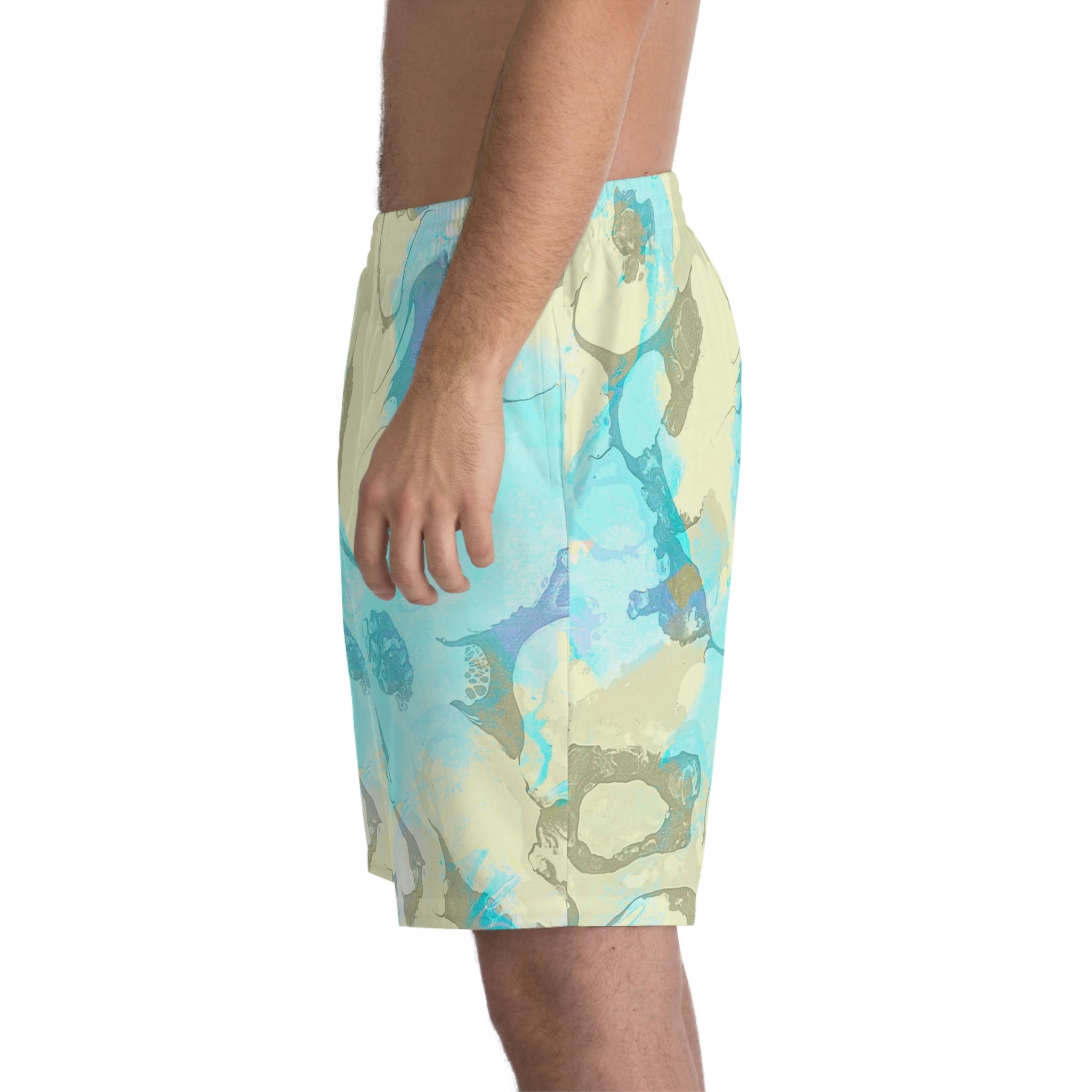 Relaxed fit Men's Elastic Beach Shorts-Sea shells