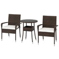 3-Piece Patio Furniture Set PE Rattan Wicker Chairs with Tempered Glass Top Table-White