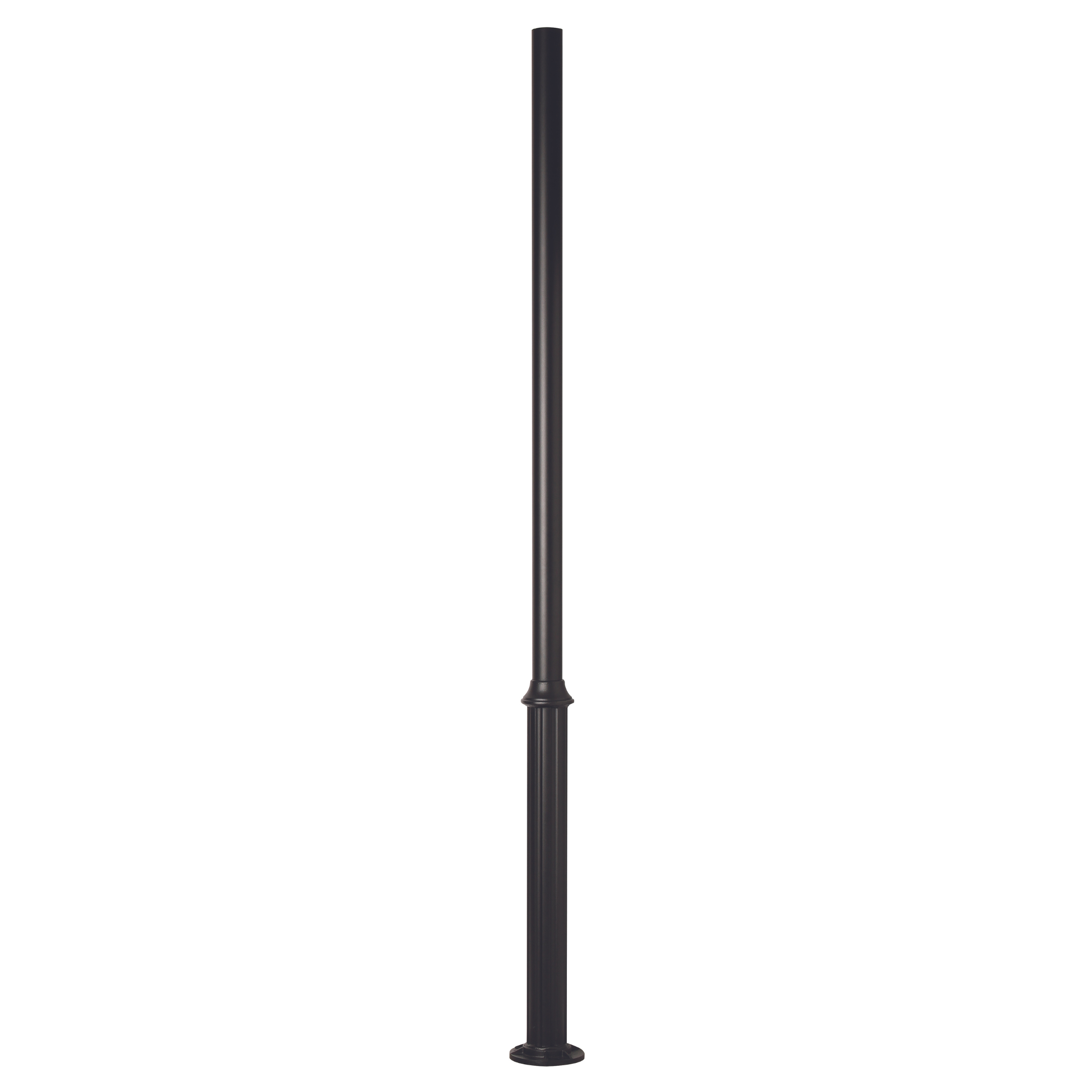 Poteau d'aluminium rond de 3'' base soudée cannelée avec boulons d'ancrage