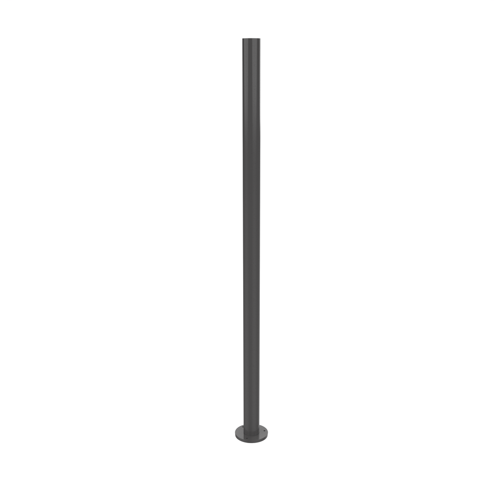 Poteau d'aluminium rond de 3'' à semelle soudée avec goujons d'ancrage
