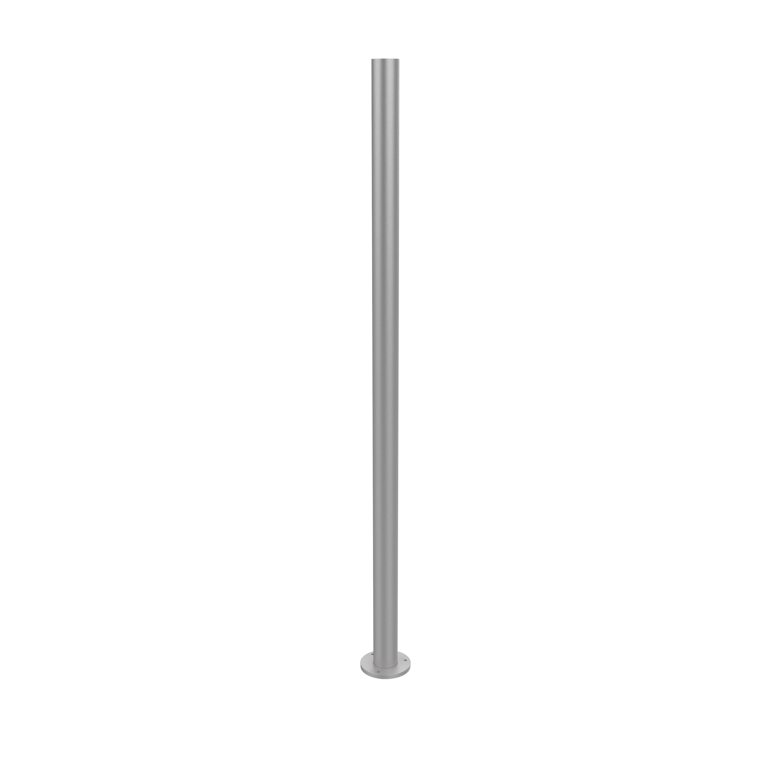 Poteau d'aluminium rond de 3'' à semelle soudée avec goujons d'ancrage