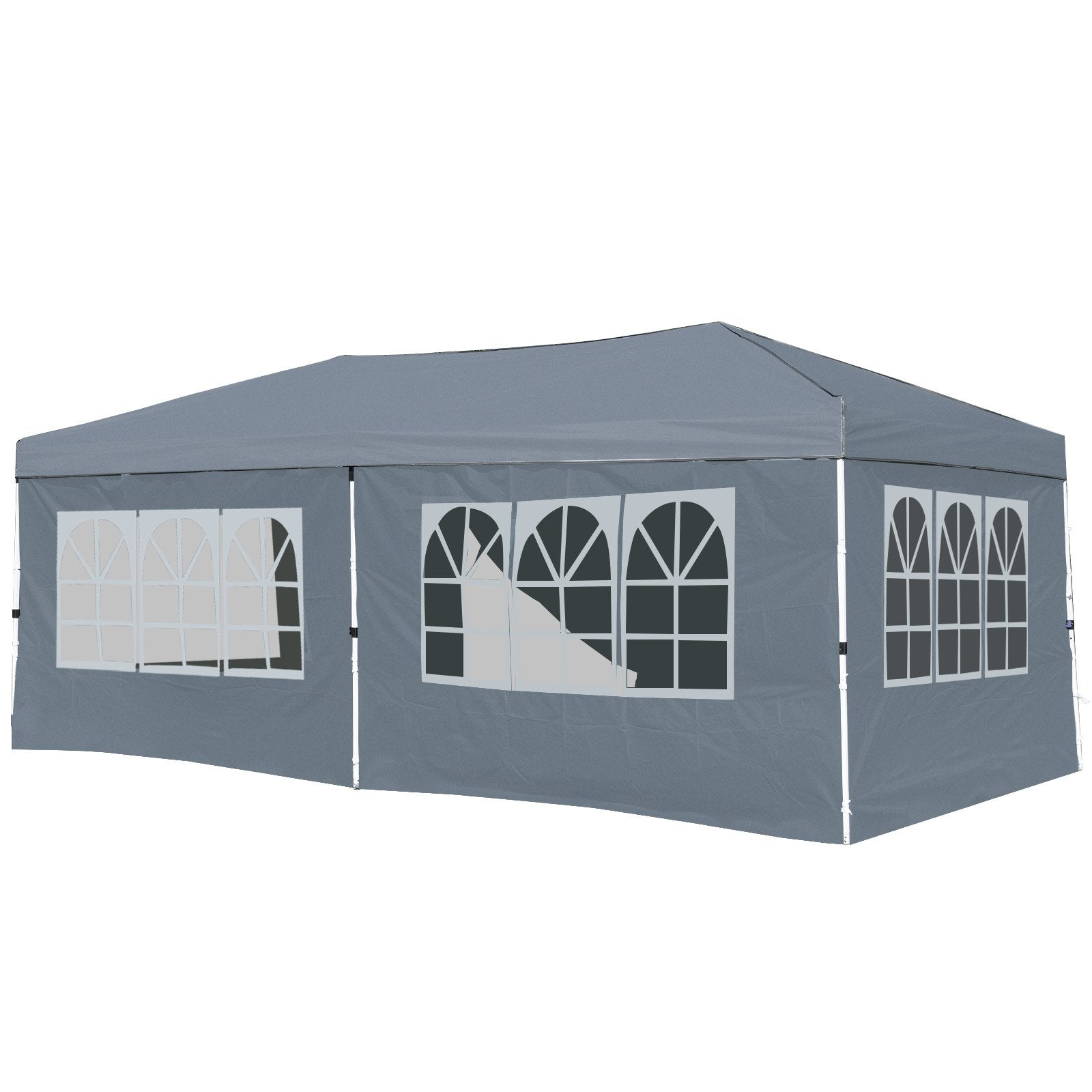 10 X 20 Feet Pop up Canopy Tent Instant Setup with 6 Sidewalls-Gray