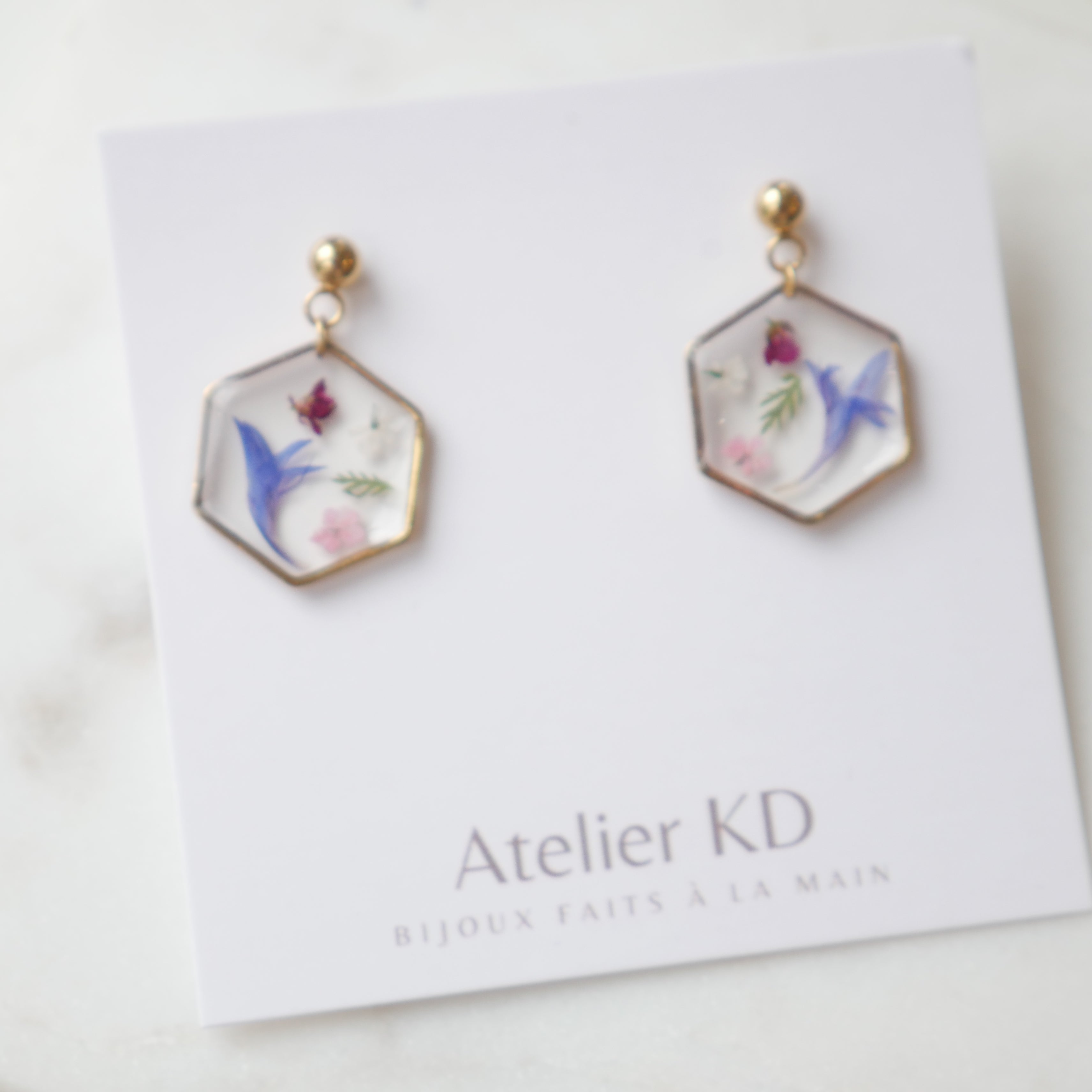Boucles d'oreilles Maia - hexa (moyen 15mm)
