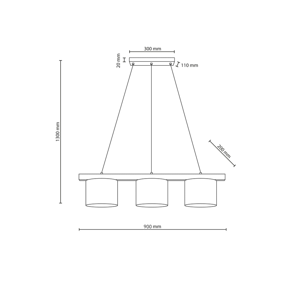 VARO Scandinavian Wood & Linen Pendant Light for Kitchen Island & Dining Table