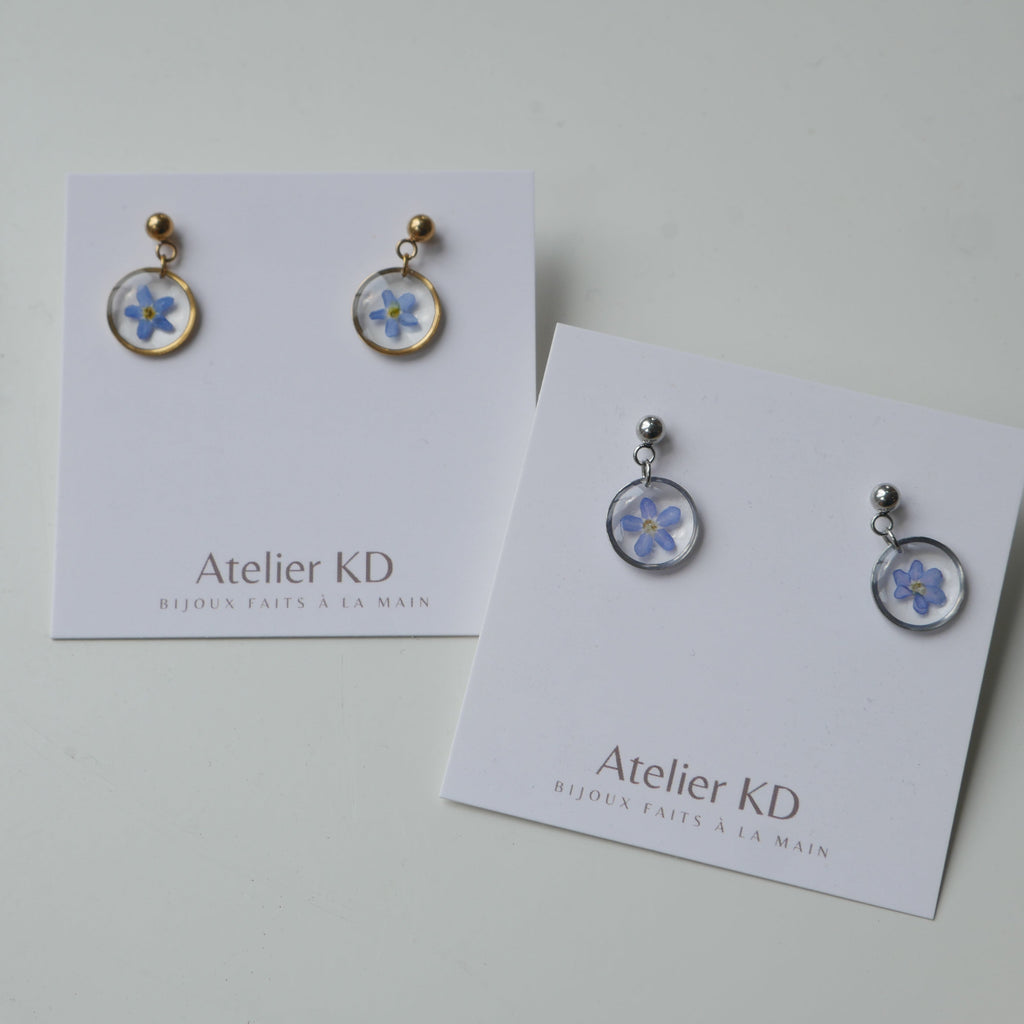 Boucles d’oreilles Myosotis - petit ronds (12 mm)