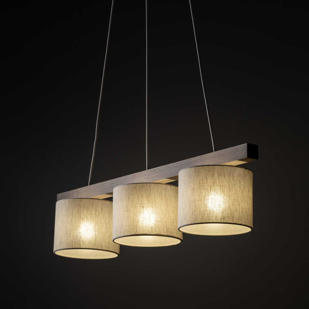 VARO Scandinavian Wood & Linen Pendant Light for Kitchen Island & Dining Table