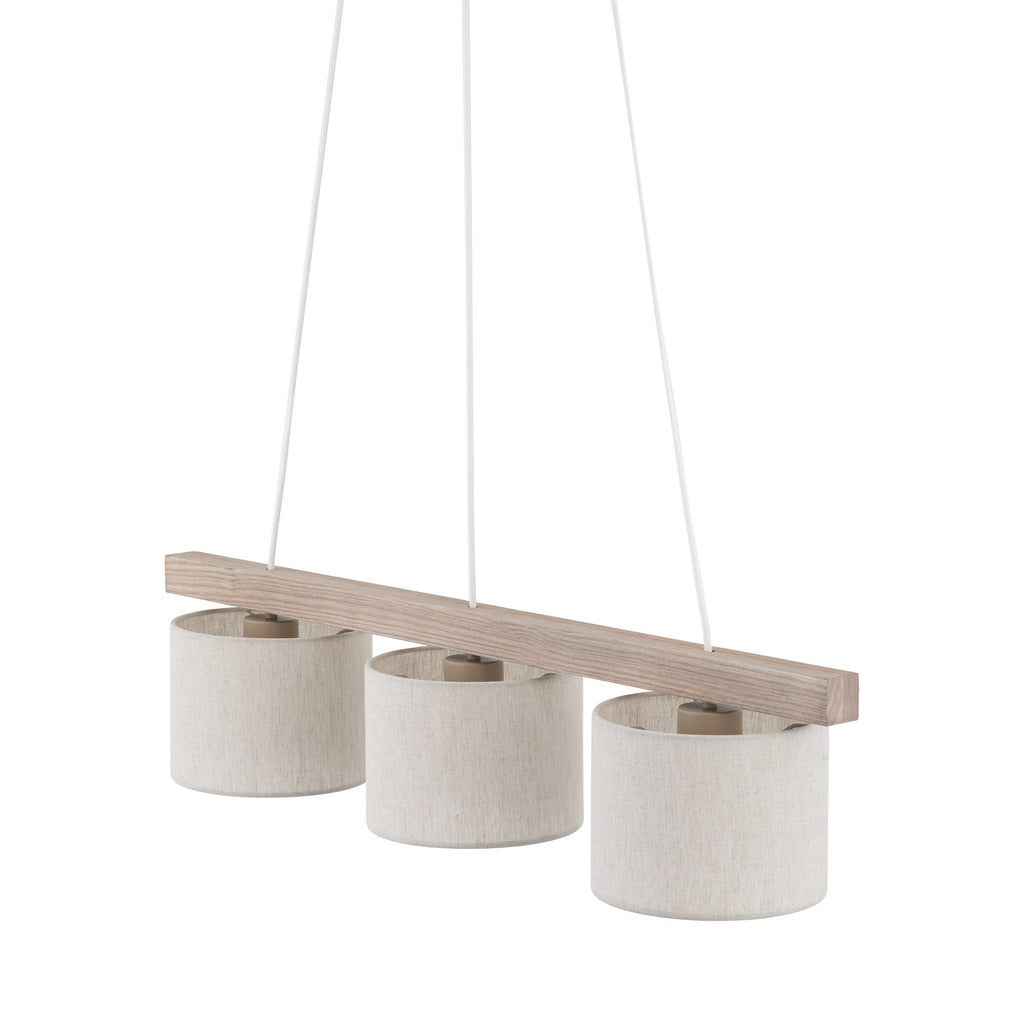 VARO Scandinavian Wood & Linen Pendant Light for Kitchen Island & Dining Table