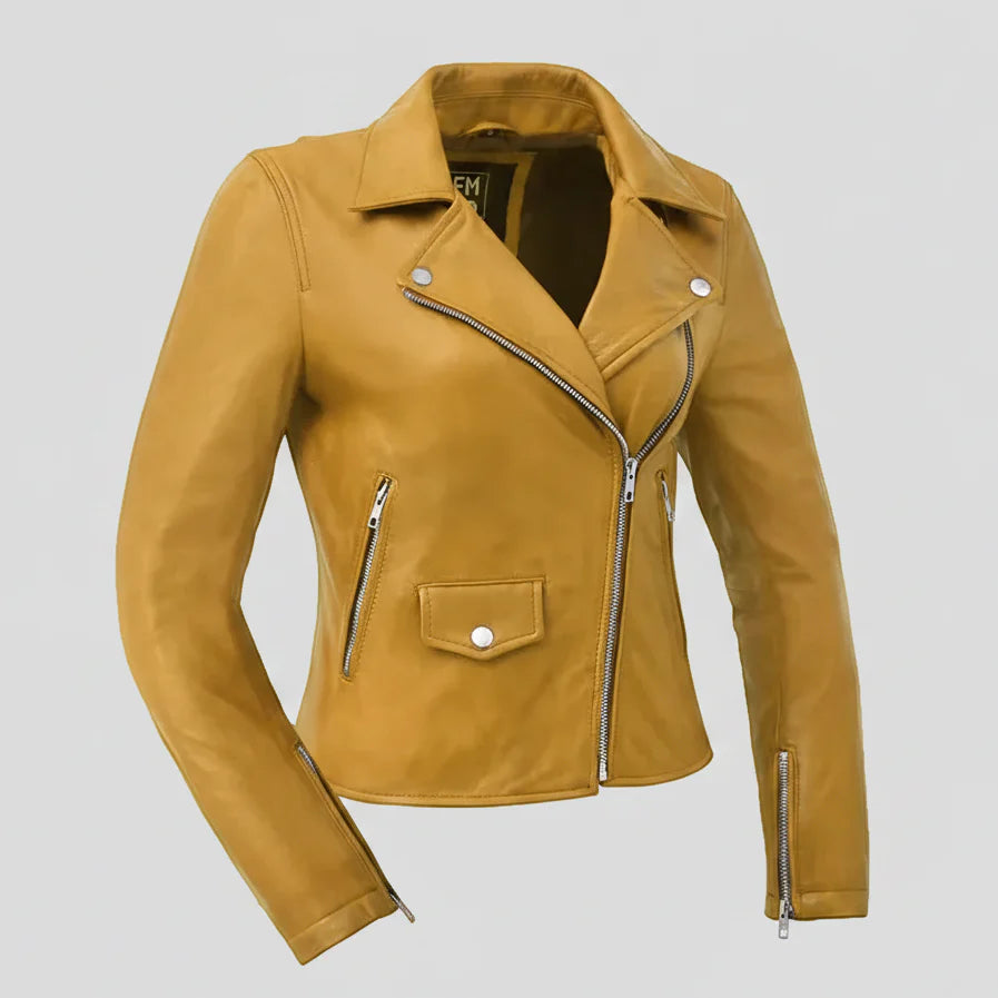 Women’s Lightweight Leather Fashion Jacket | Soft Naked Cowhide Casual Moto Style