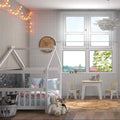 3-Piece Kid’s Room Bundle: Twin Size Wooden House Bed + Kid's Table and Chairs Set + Kids 2-Shelf Bookcase