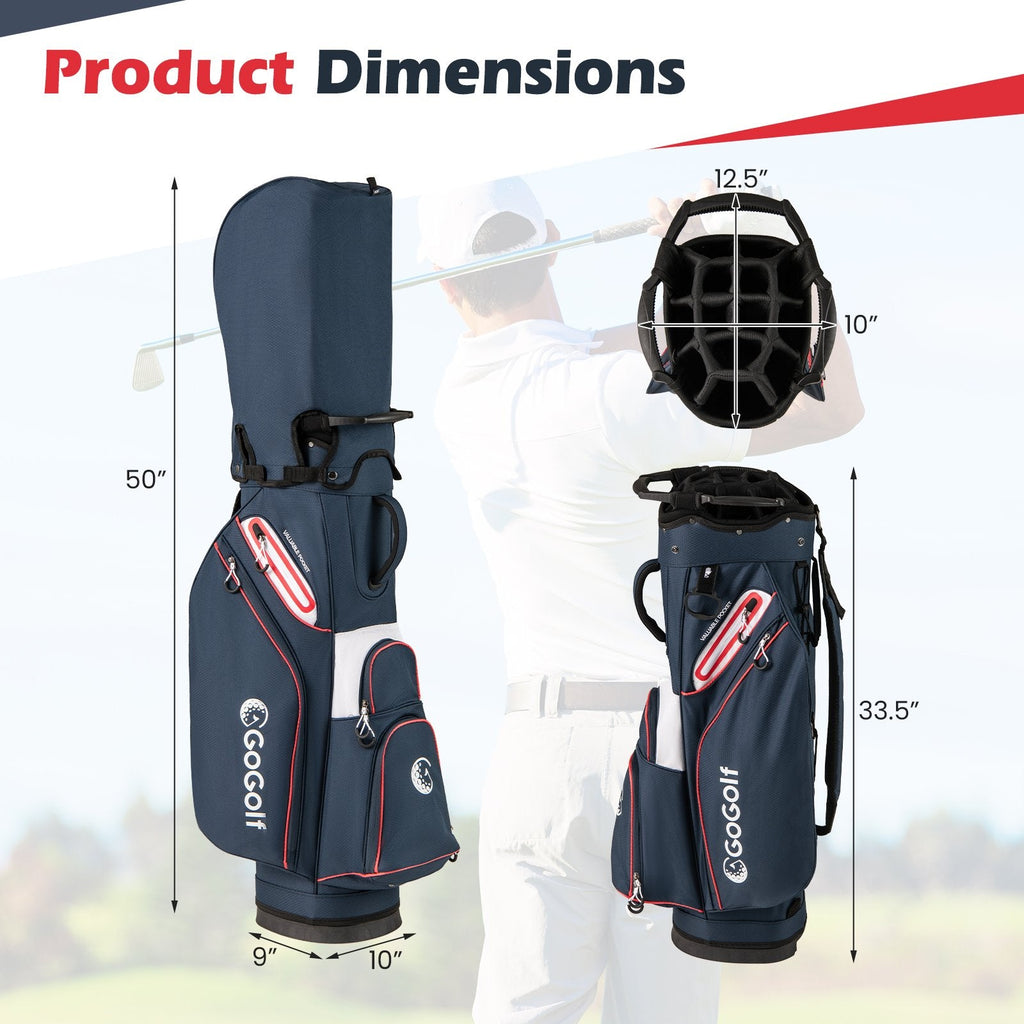 Golf Cart Bag Lightweight Portable Golf Club Organizer Bag-Gray