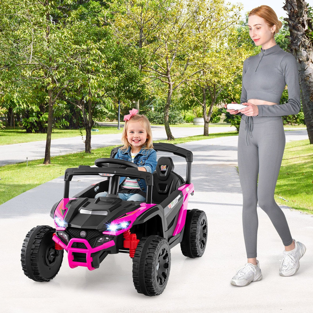 12V Kids Ride On Car UTV Electric Vehicle with LED Lights  Music and Horn-Black