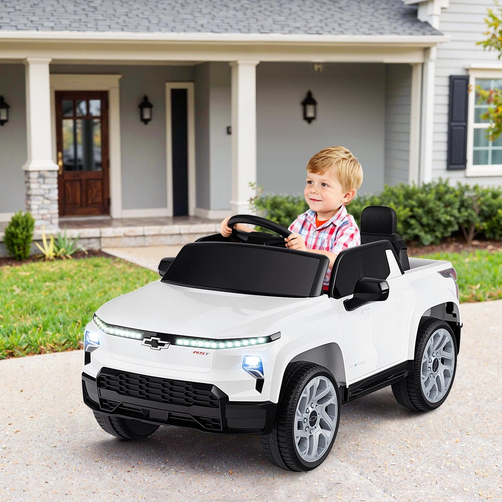 12V Ride on Car Truck Licensed Chevrolet with Remote Control Gift for 3+-Black