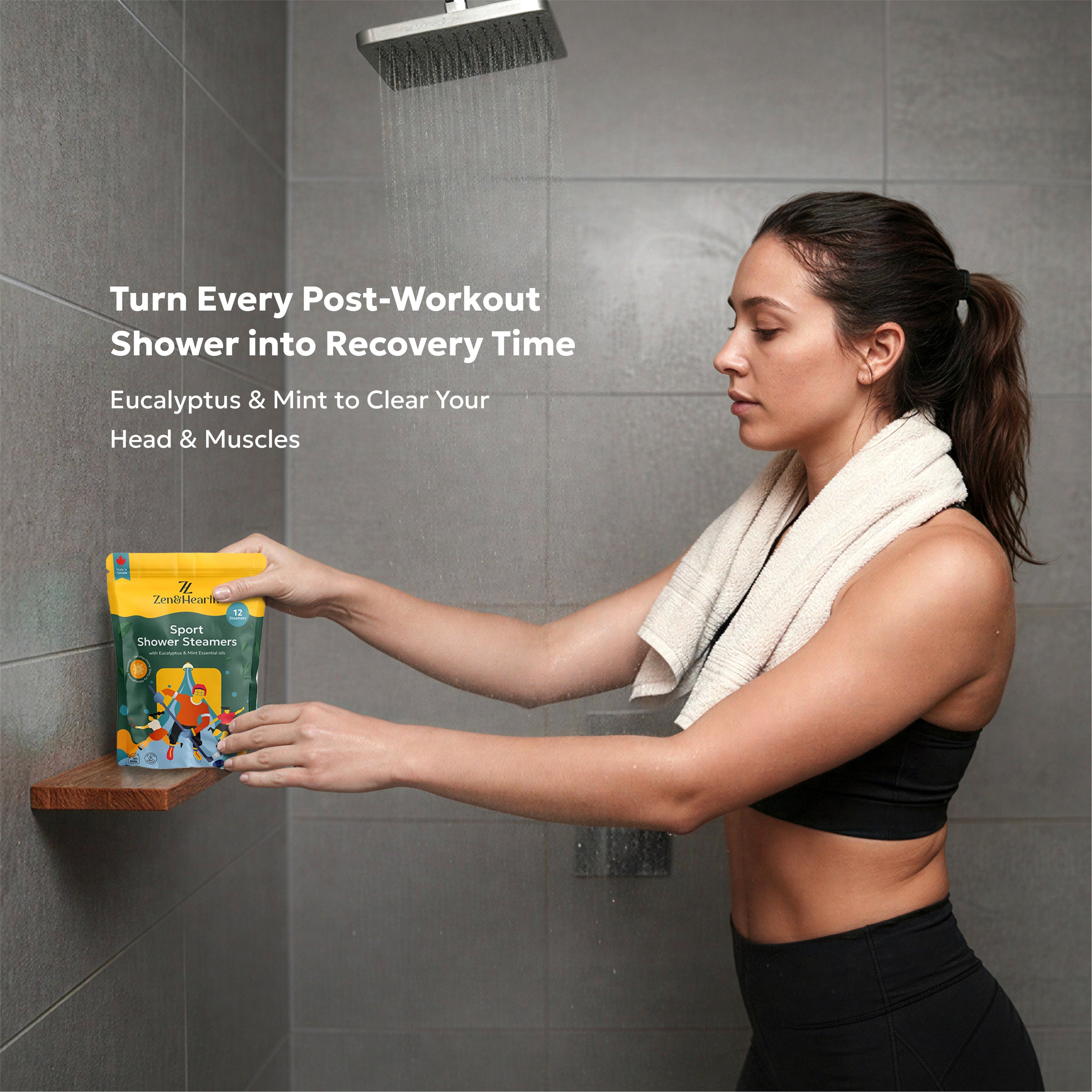 Zen & Hearth Sport Shower Steamers – Post-Workout Recovery & Clearing Breath Aromatherapy with Eucalyptus, Mint & Menthol for Athletes & Active Lifestyles – Made in Canada