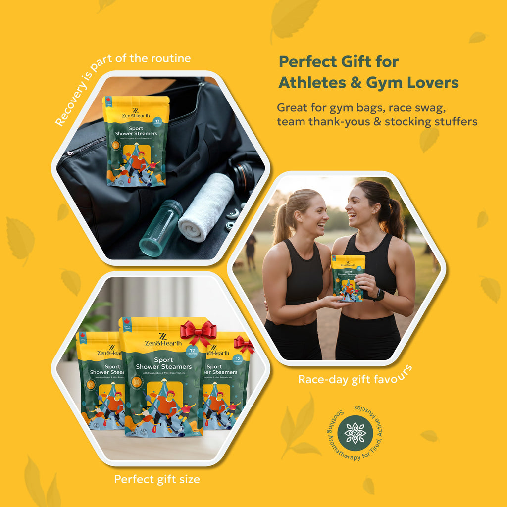 Zen & Hearth Sport Shower Steamers – Post-Workout Recovery & Clearing Breath Aromatherapy with Eucalyptus, Mint & Menthol for Athletes & Active Lifestyles – Made in Canada
