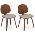 Wooden Dining Chair Set of 2 with Bentwood Frame and Padded Seat-Walnut