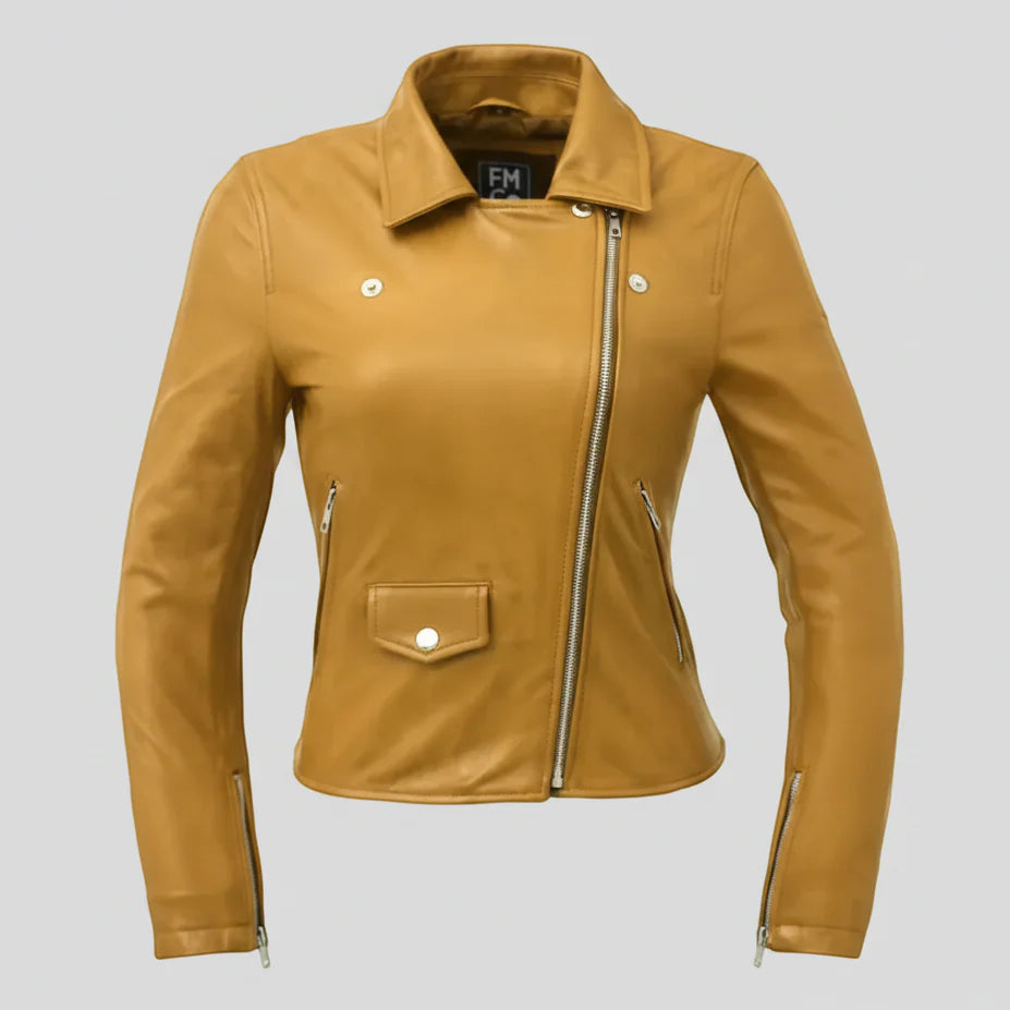 Women’s Lightweight Leather Fashion Jacket | Soft Naked Cowhide Casual Moto Style