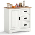 Farmhouse Sideboard Buffet Cabinet Kitchen Pantry with Sliding Doors-White