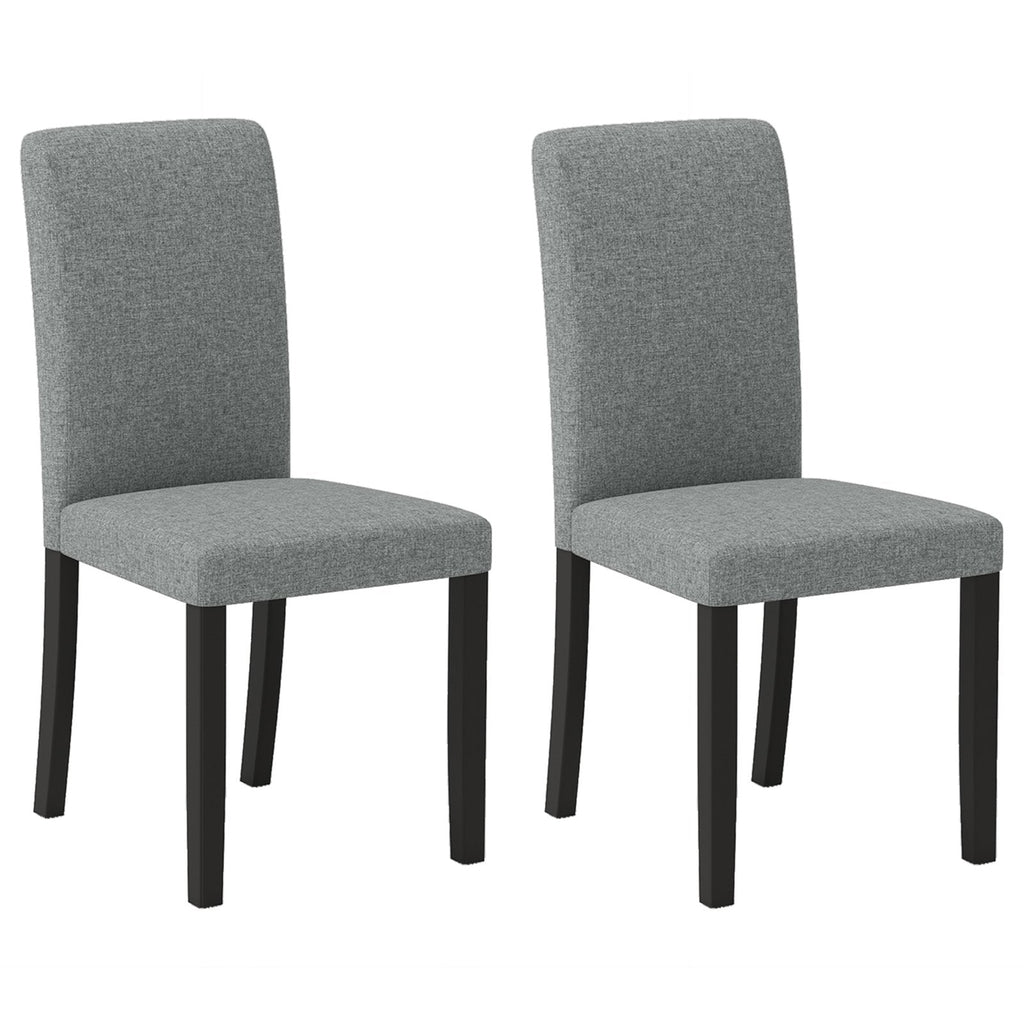 Dining Chair Set of 2 Mid-Century Modern Chairs with Rubber Wood Legs-Gray