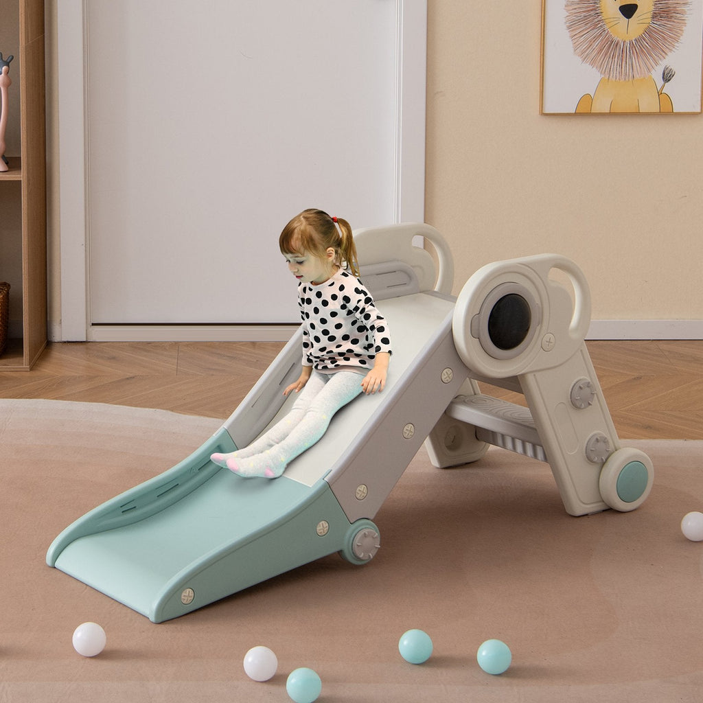 2 in 1 Baby Slide with Climber for Toddlers Age 18+ Months-Blue