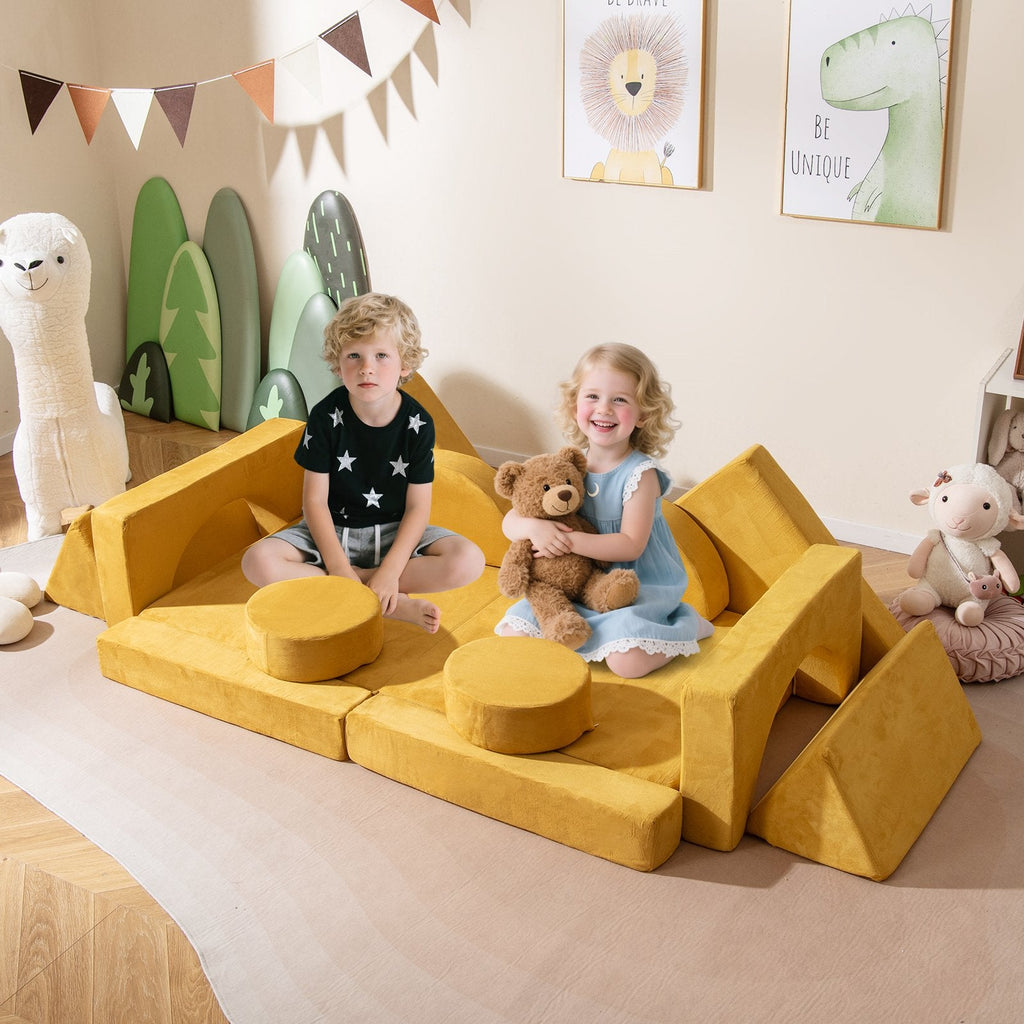 14 PCS Modular Kids Play Couch for Playroom and Bedroom-Blue