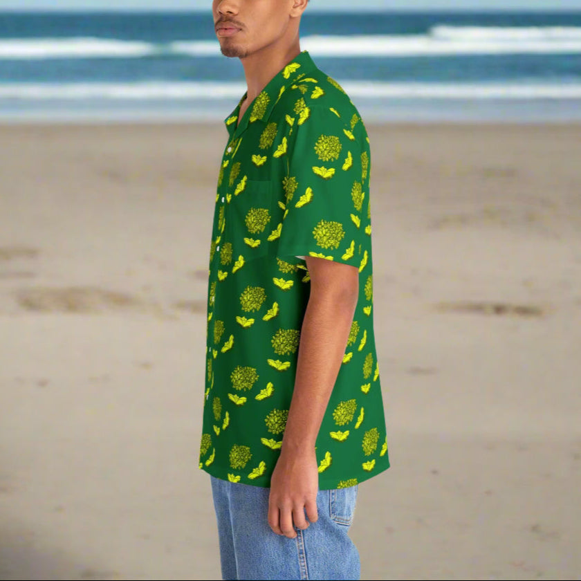 Green Yellow Print G&R Men's Hawaiian Shirt