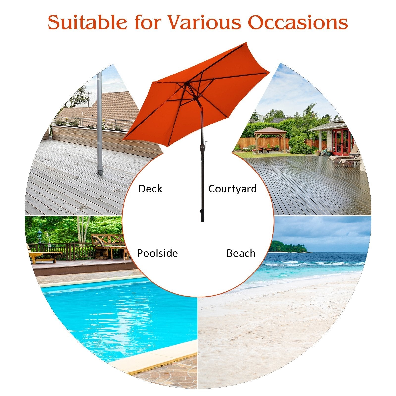 10 Feet Outdoor Patio Umbrella with Tilt Adjustment and Crank-Beige