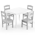 Kids 5 Piece Table and Chair Set Wooden Children Activity Playroom Furniture Gift-White