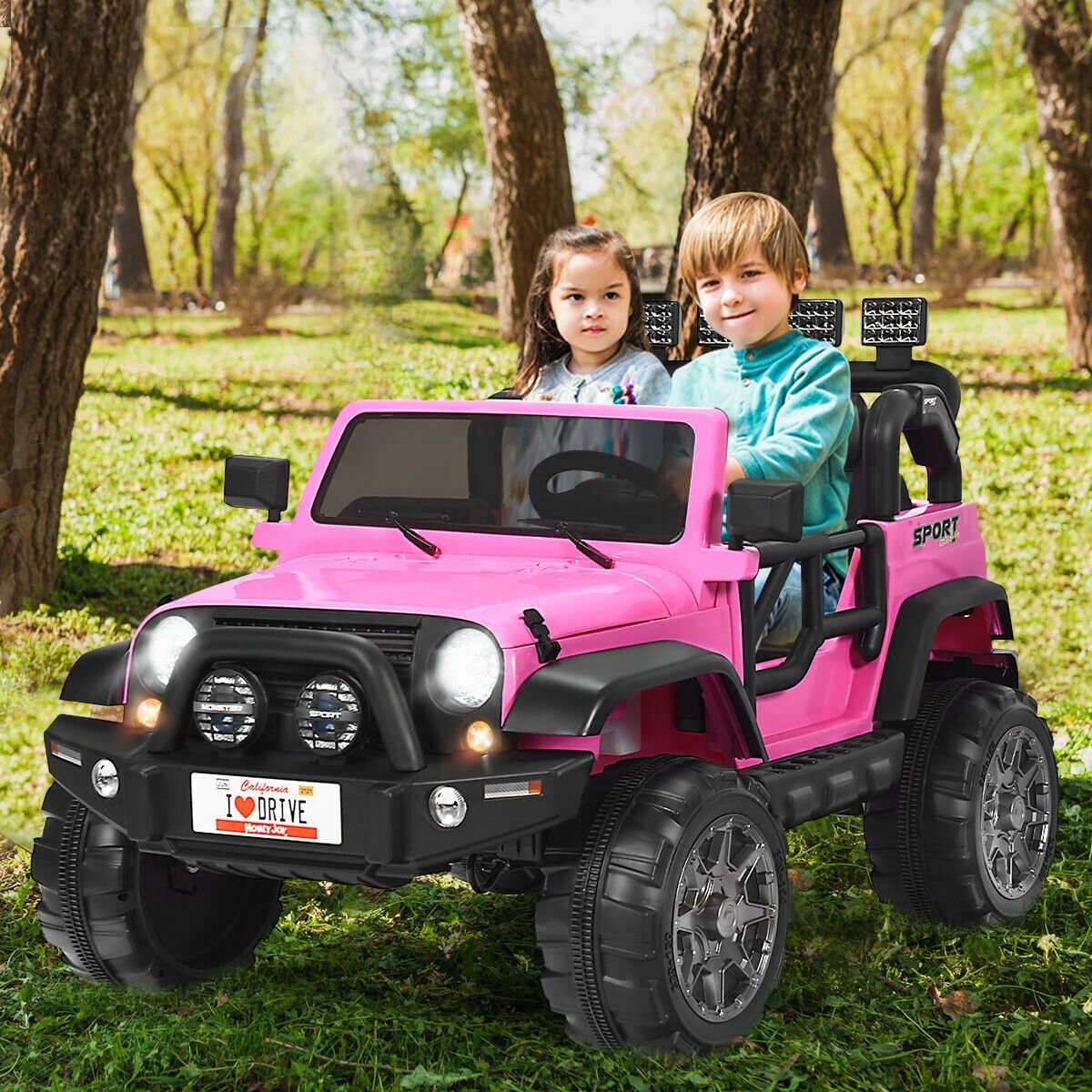 12V 2-Seater Ride on Car Truck with Remote Control and Storage Room-Black