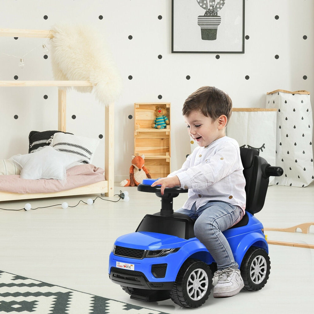 3 in 1 Ride on Push Car Toddler Stroller Sliding Car with Music-Black