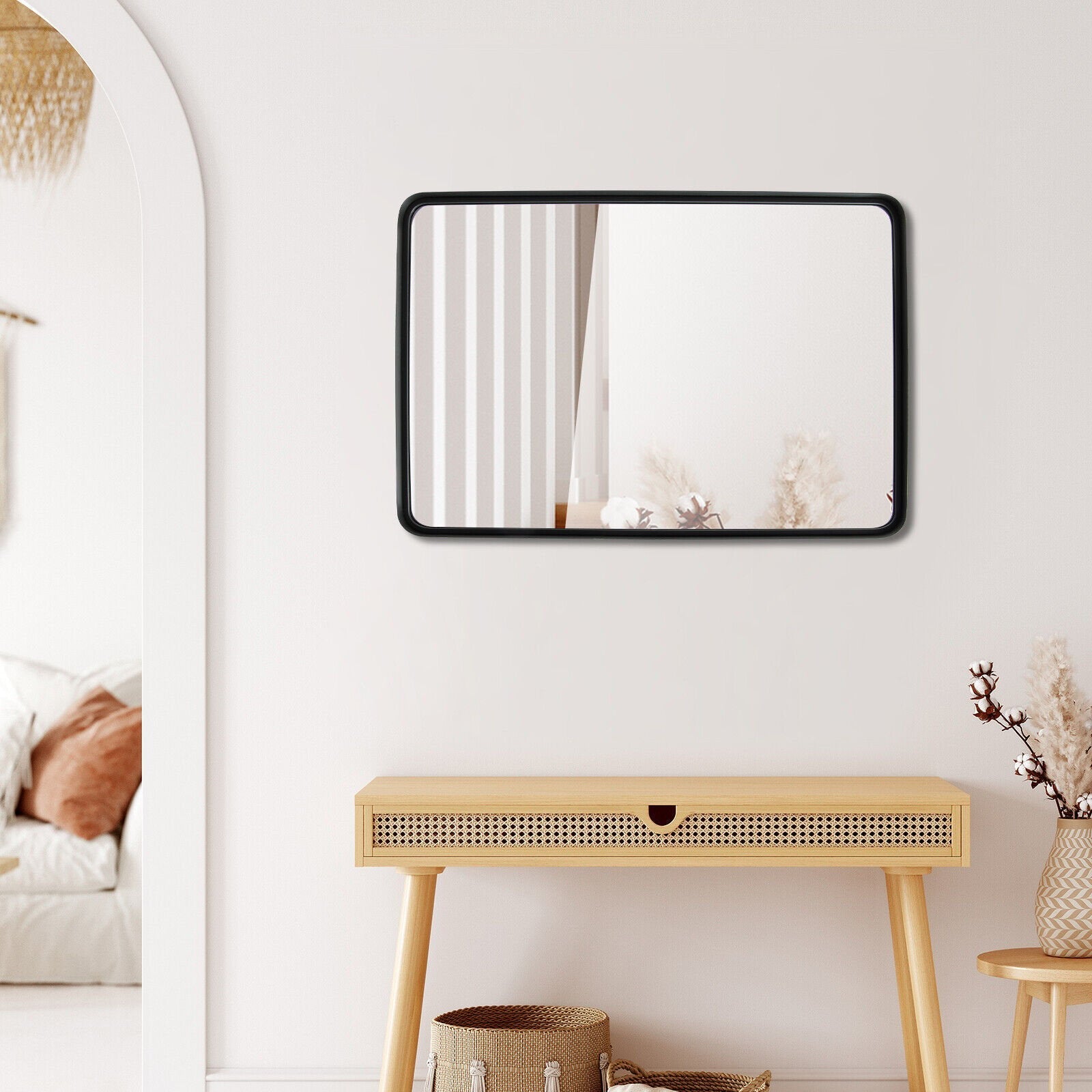 Rectangular Wall Mount Bathroom Mirror with Solid Steel Frame-M