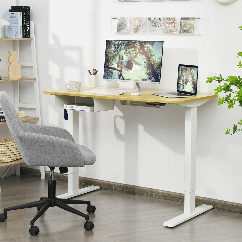 48 Inches Electric Standing Adjustable Desk with Control Panel and USB Port-Beige
