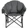 Folding Camping Moon Padded Chair with Carrying Bag-Black