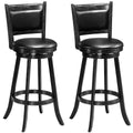 Set of 2 29 Inch Swivel Bar Height Stool Wood Dining Chair Barstool-Black