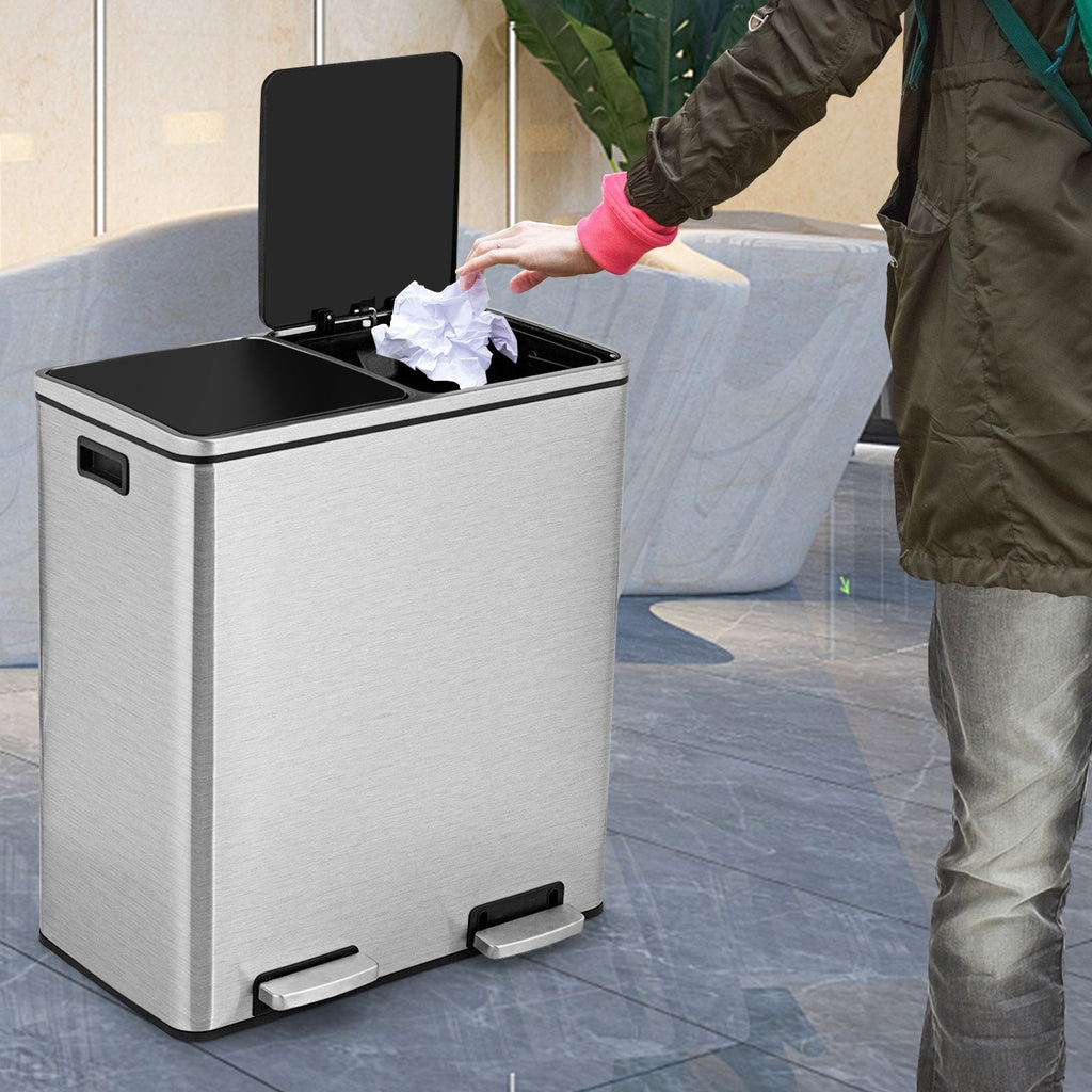 16 Gallon Dual Step Trash Can-Black