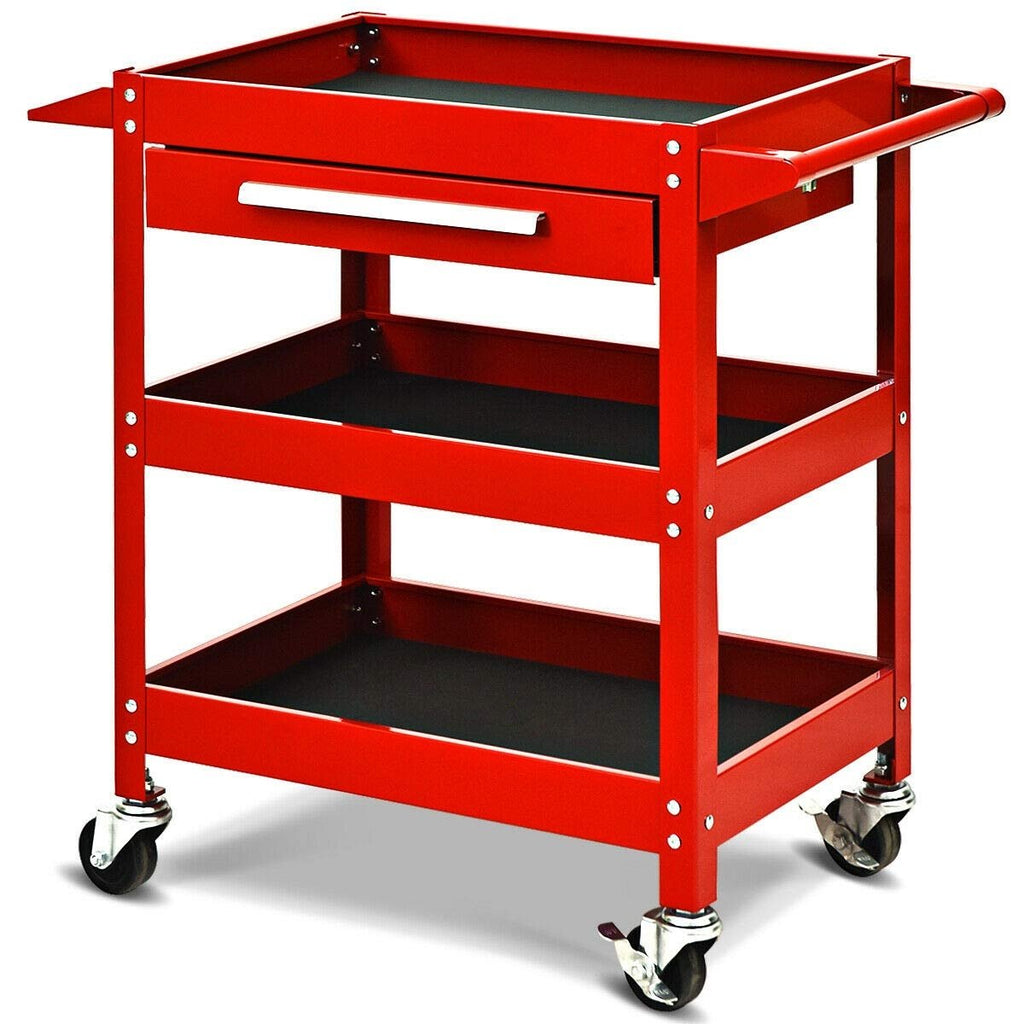 Rolling Tool Cart Mechanic Cabinet Storage ToolBox Organizer with Drawer-Black