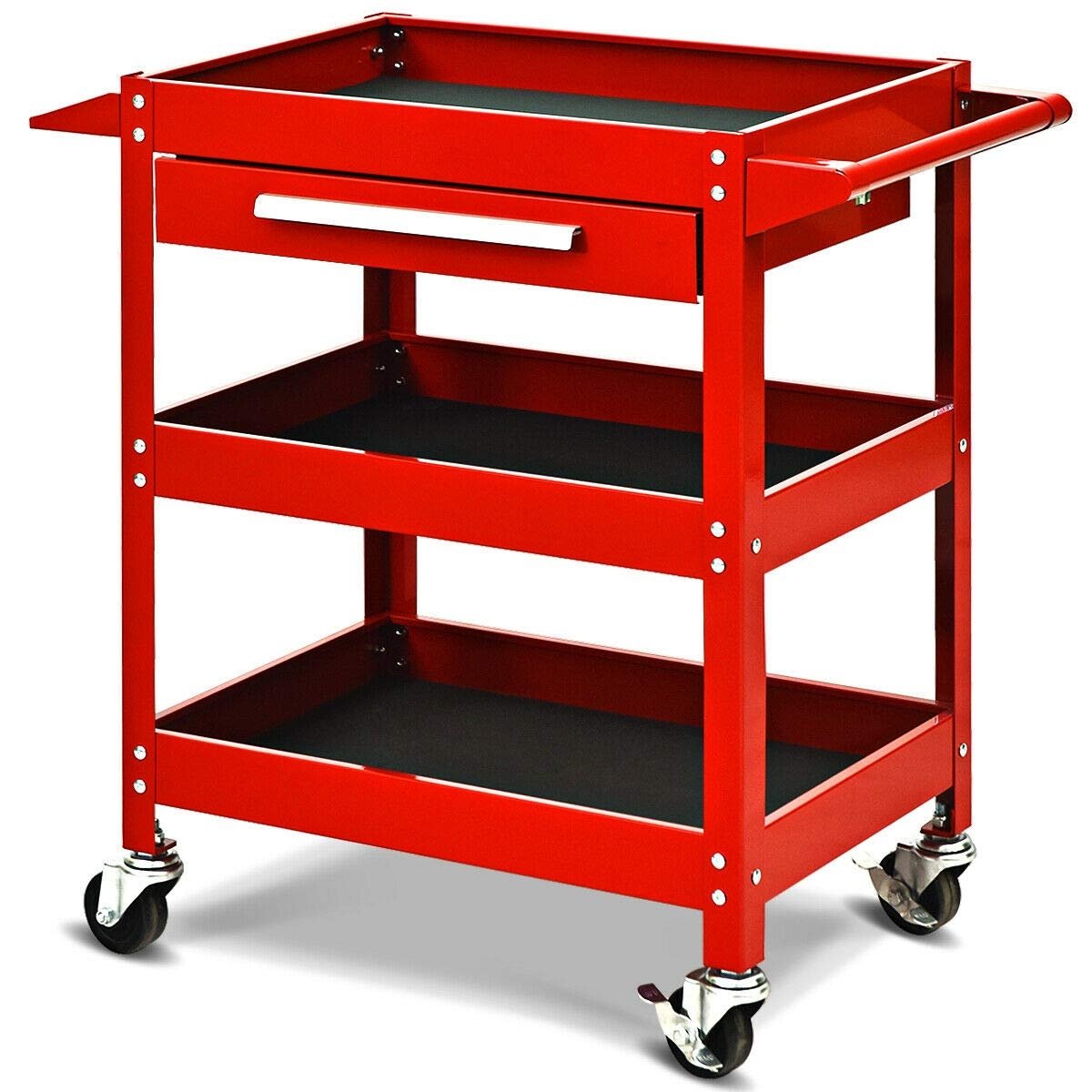 Rolling Tool Cart Mechanic Cabinet Storage ToolBox Organizer with Drawer-Black