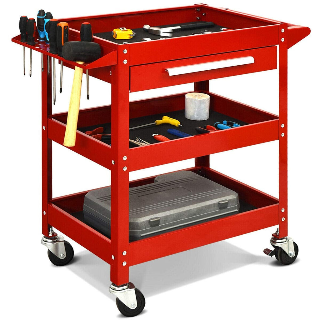 Rolling Tool Cart Mechanic Cabinet Storage ToolBox Organizer with Drawer-Black