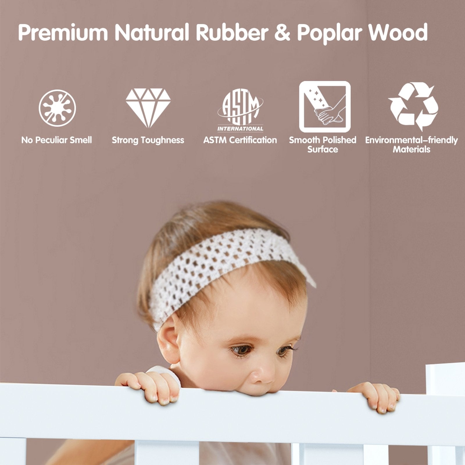 2-in-1 Convertible Toddler Bed with Guardrails-Brown