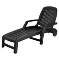 Adjustable Patio Sun Lounger with Weather Resistant Wheels-Black