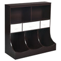 Freestanding Combo Cubby Bin Storage Organizer Unit W/3 Baskets-Brown