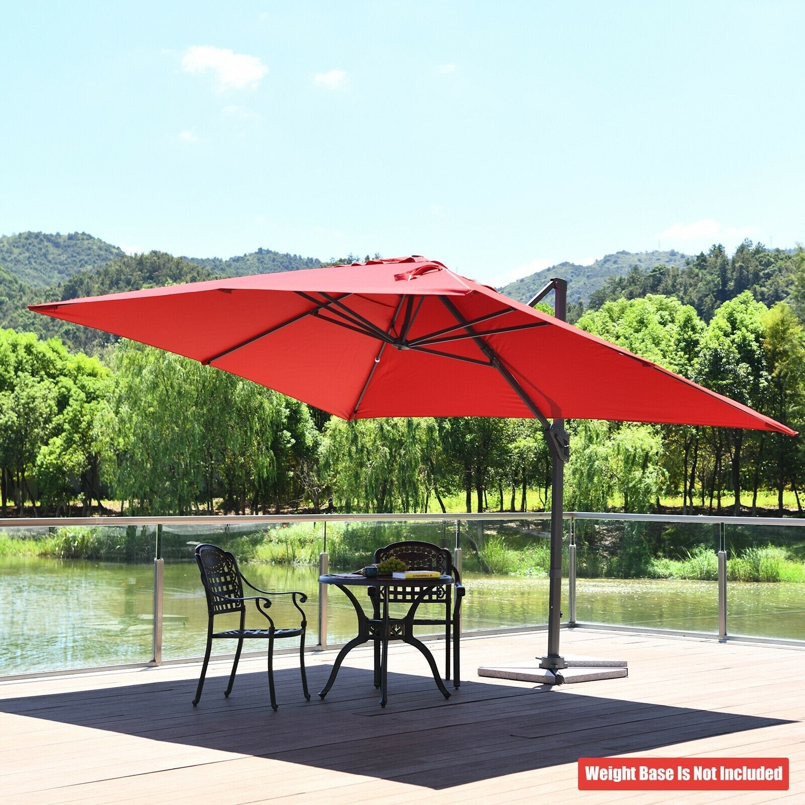 10 x13 Feet Rectangular Cantilever Umbrella with 360° Rotation Function-Beige