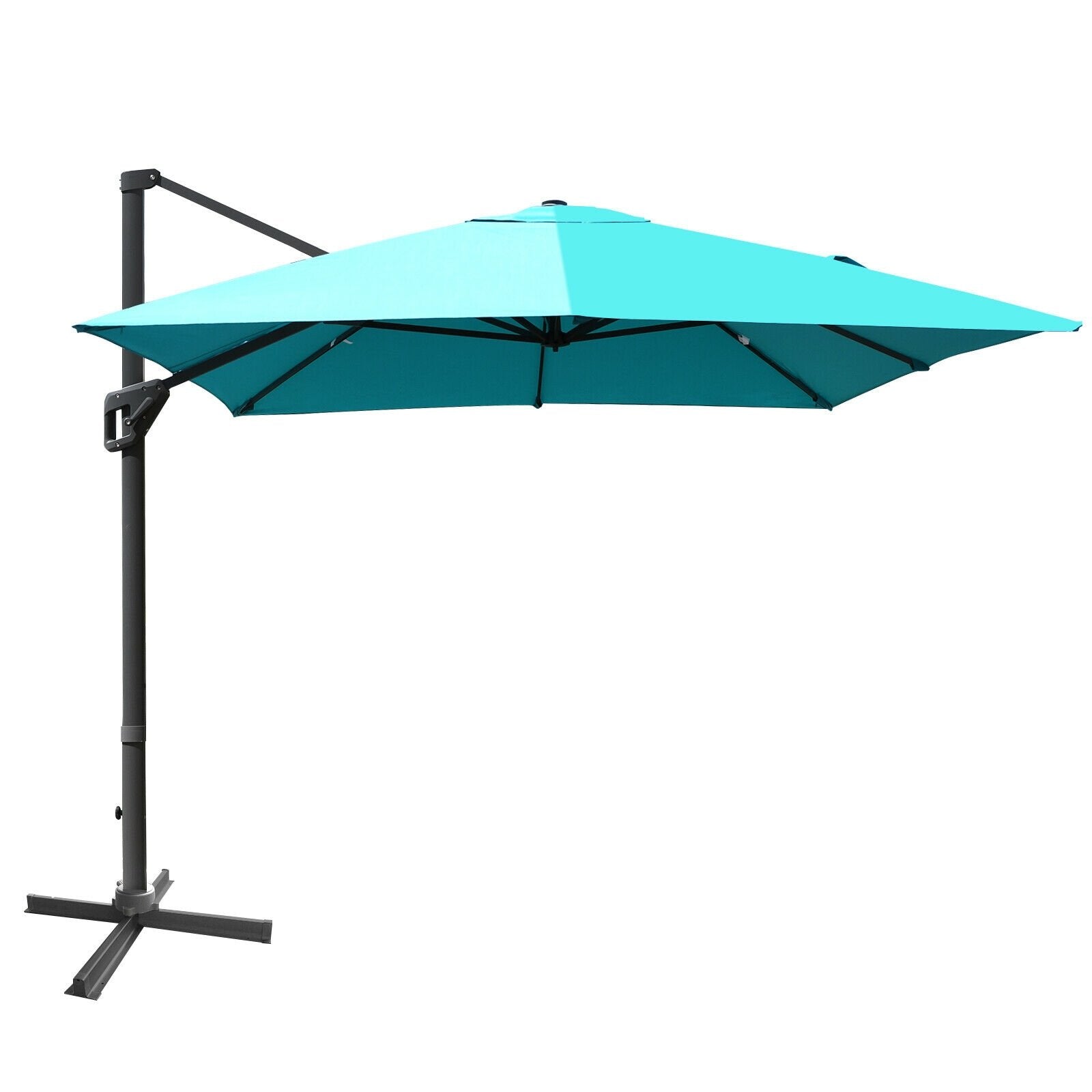 10 x13 Feet Rectangular Cantilever Umbrella with 360° Rotation Function-Beige