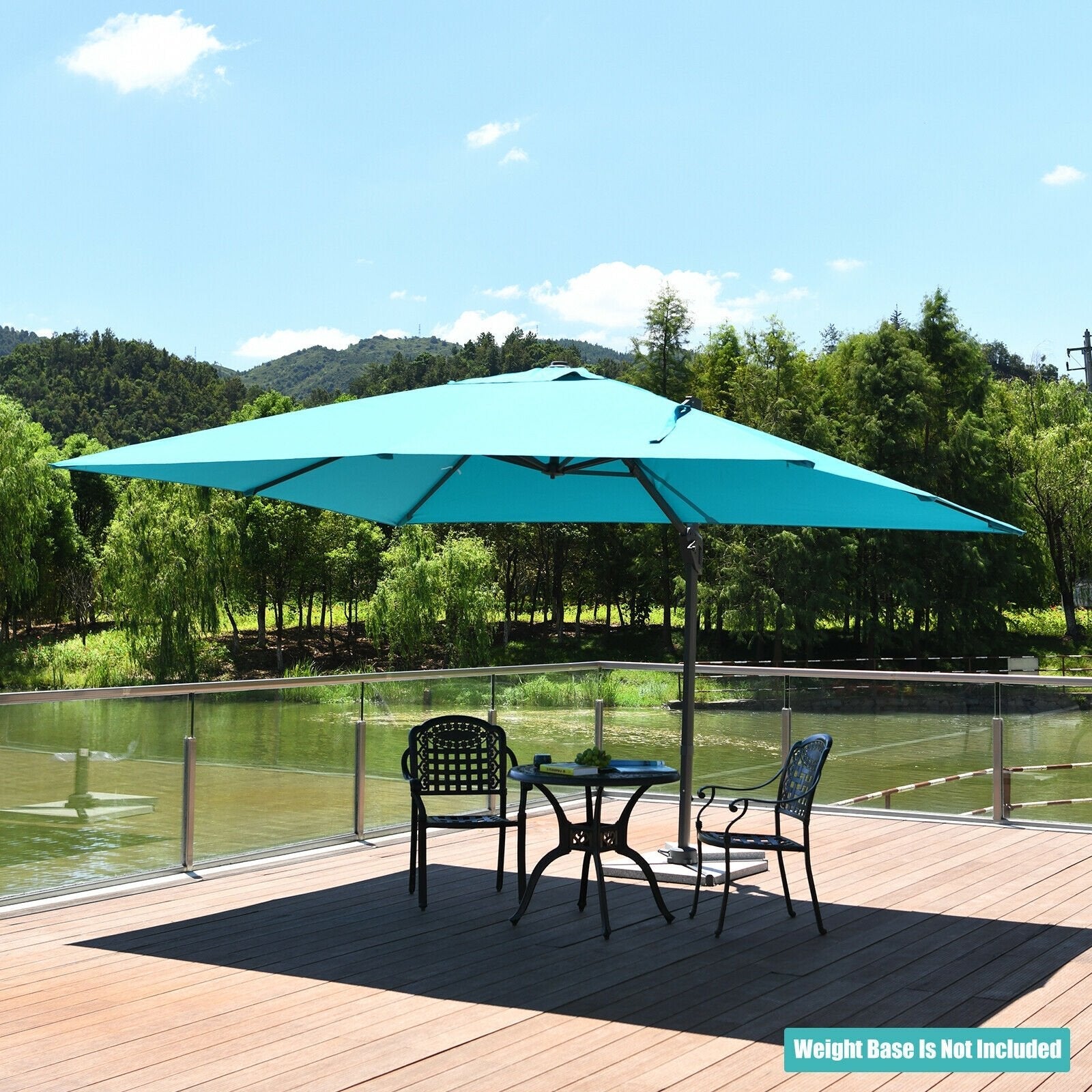 10 x13 Feet Rectangular Cantilever Umbrella with 360° Rotation Function-Beige