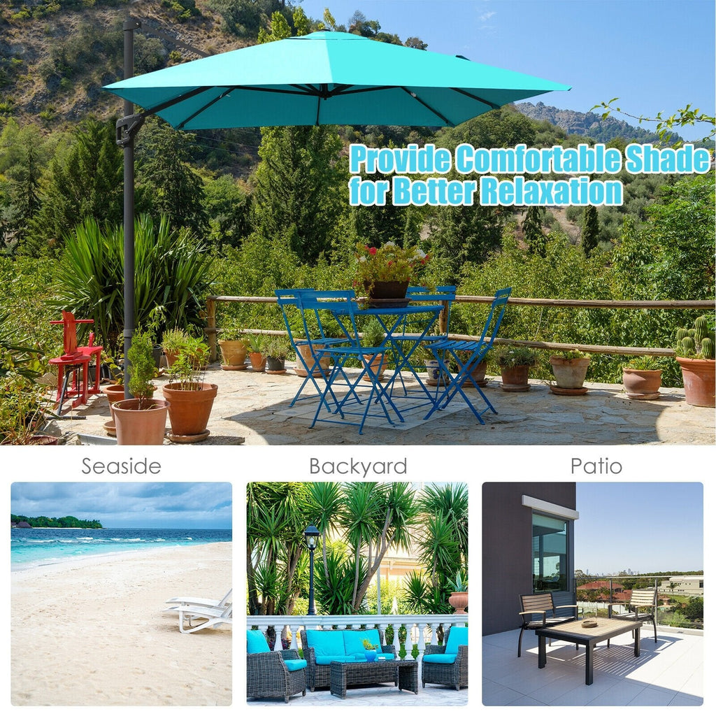 10 x13 Feet Rectangular Cantilever Umbrella with 360° Rotation Function-Beige