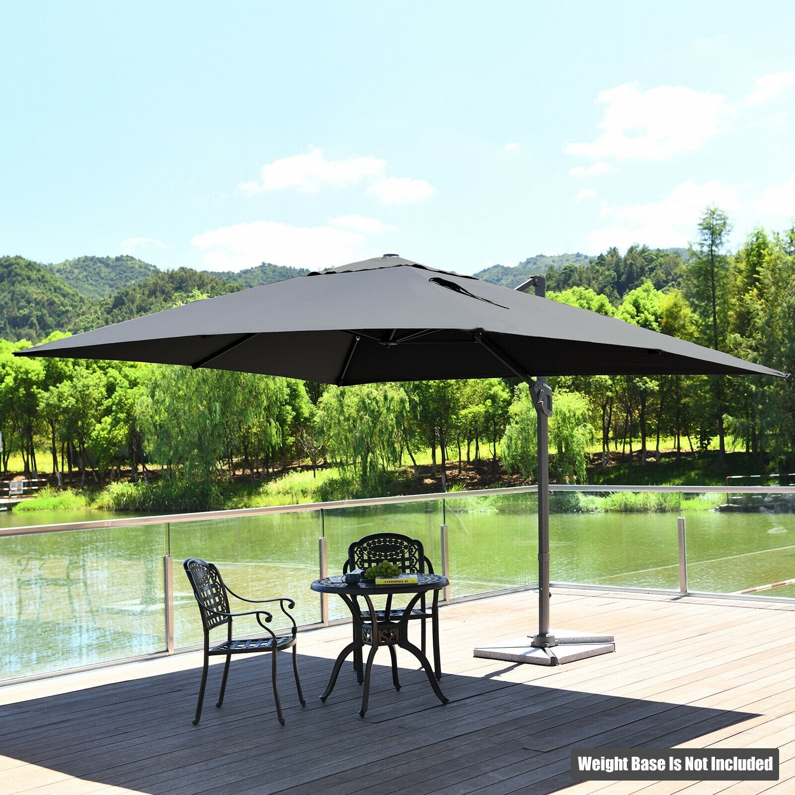 10 x13 Feet Rectangular Cantilever Umbrella with 360° Rotation Function-Beige