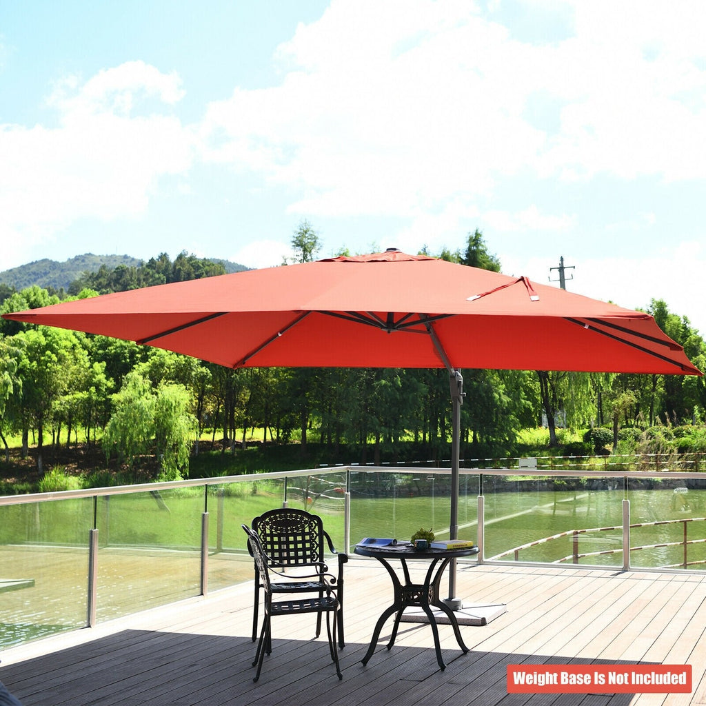 10 x13 Feet Rectangular Cantilever Umbrella with 360° Rotation Function-Beige
