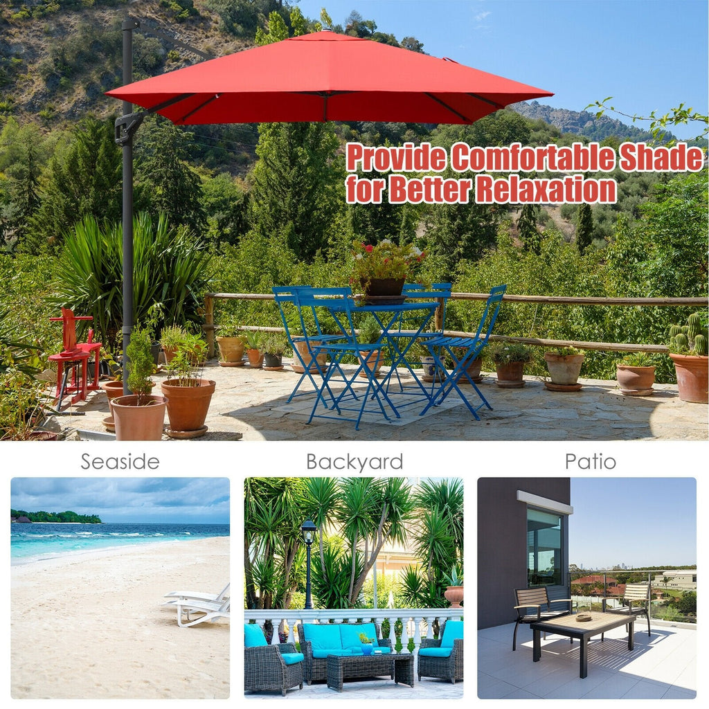 10 x13 Feet Rectangular Cantilever Umbrella with 360° Rotation Function-Beige