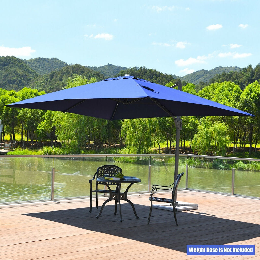 10 x13 Feet Rectangular Cantilever Umbrella with 360° Rotation Function-Beige